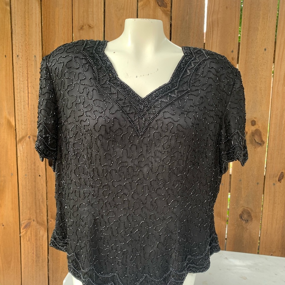 Vintage Pappell Boutique silk ladies blouse size 1X.